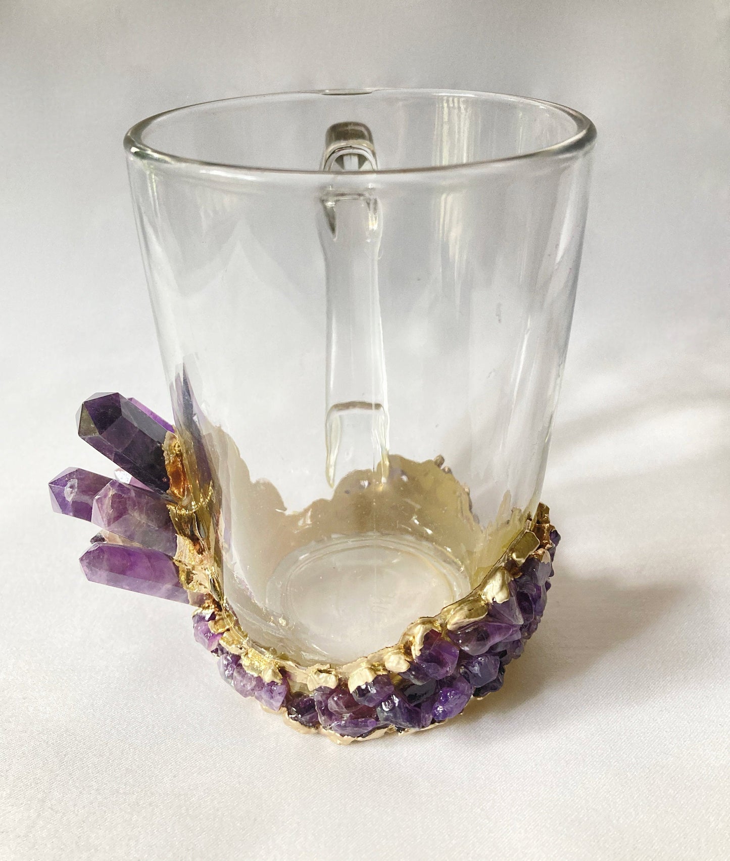 Set of 2 |Crystal Glass Coffee/Tea/Juice Mugs with Gold Plated Purple biodegradable eco friendly phone case