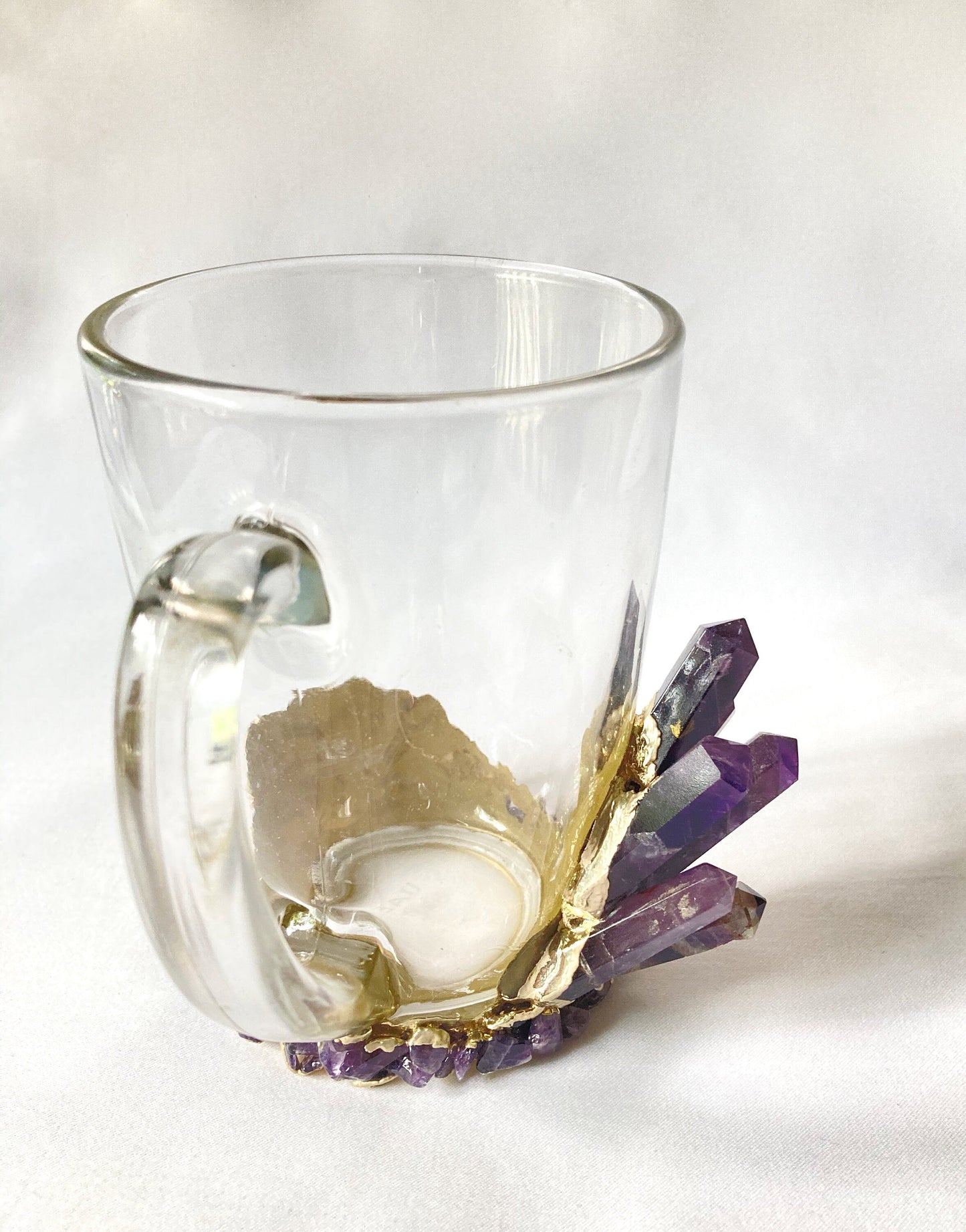 Set of 2 |Crystal Glass Coffee/Tea/Juice Mugs with Gold Plated Purple biodegradable eco friendly phone case