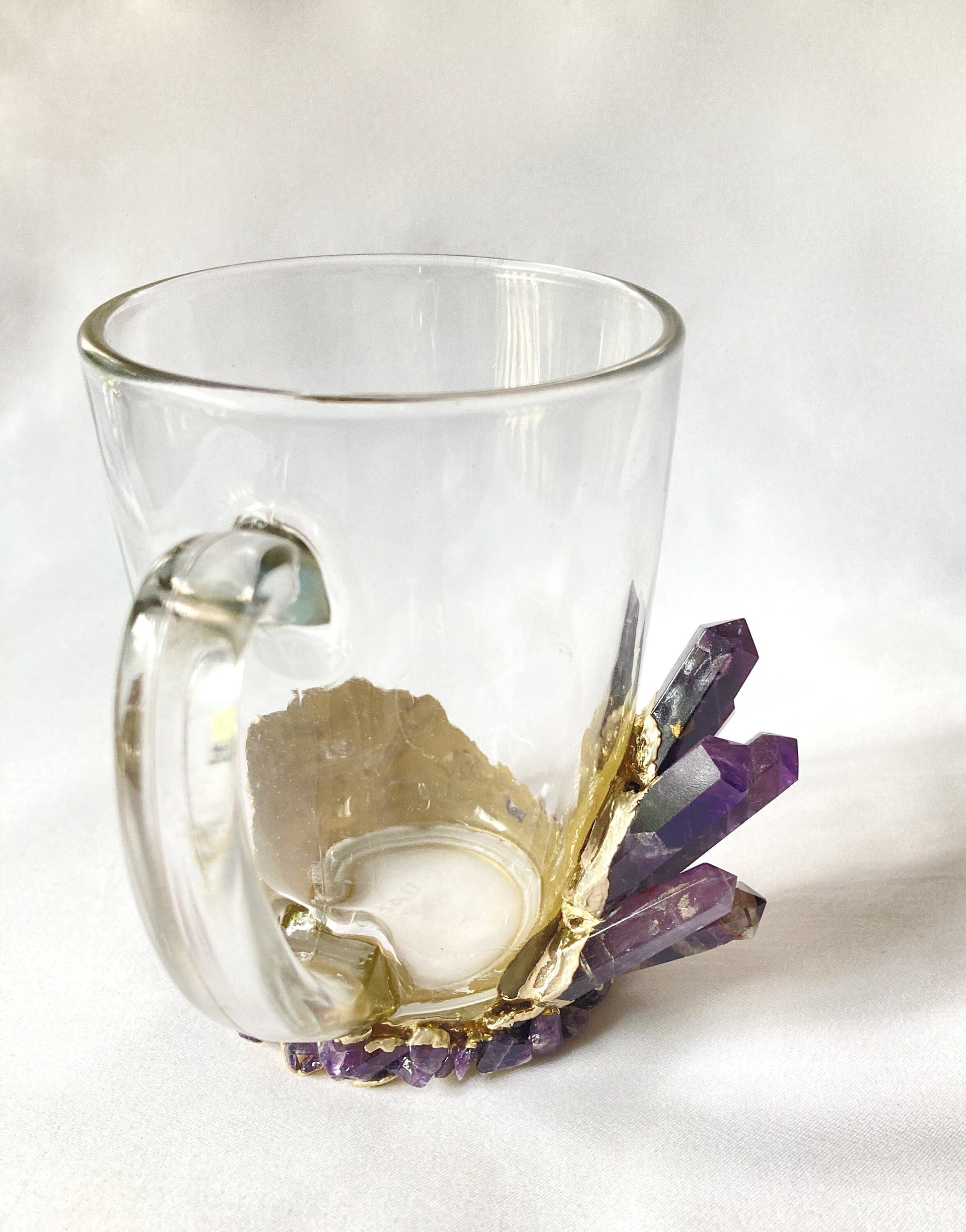 Set of 2 |Crystal Glass Coffee/Tea/Juice Mugs with Gold Plated Purple biodegradable eco friendly phone case