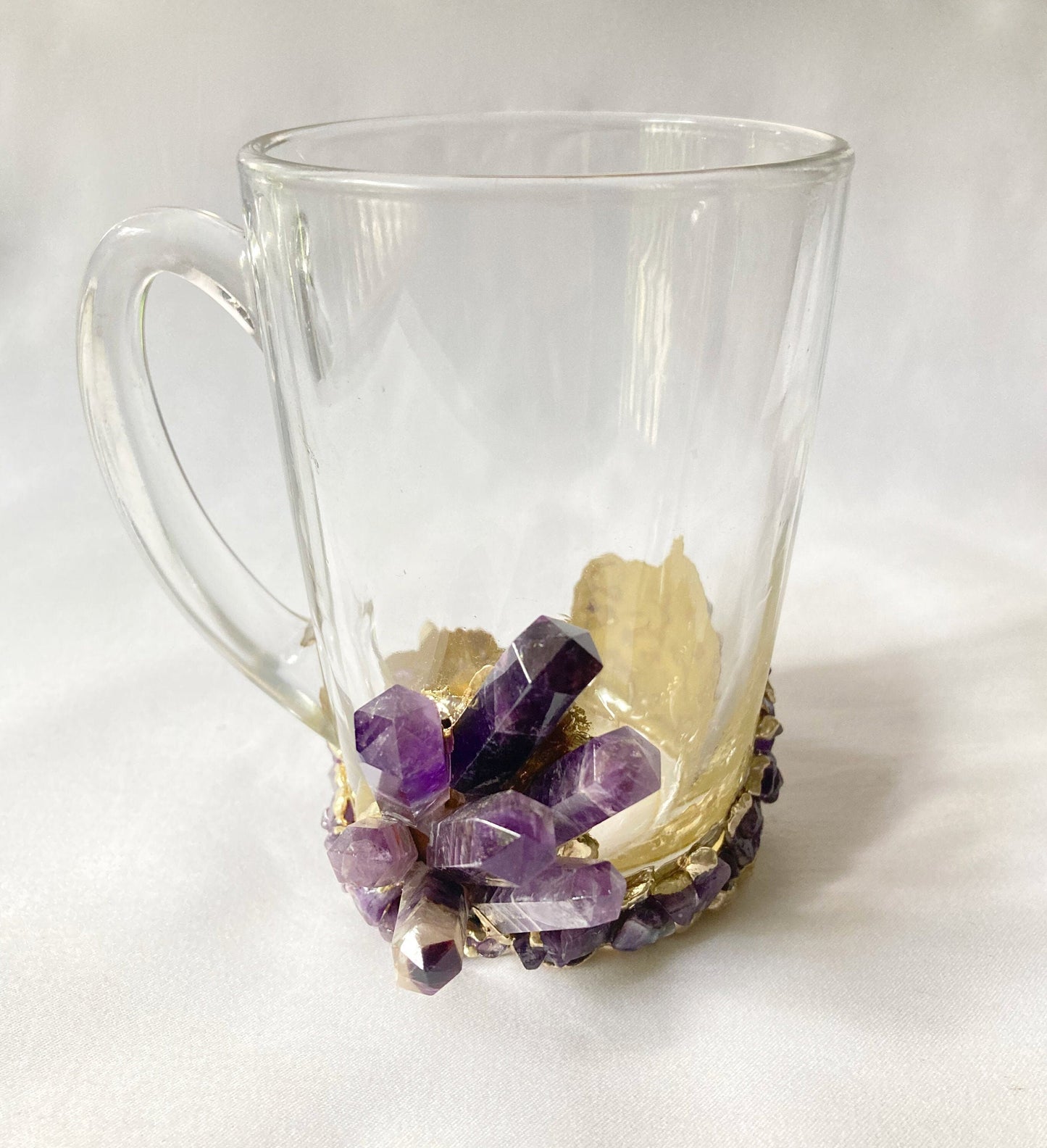 Set of 2 |Crystal Glass Coffee/Tea/Juice Mugs with Gold Plated Purple biodegradable eco friendly phone case