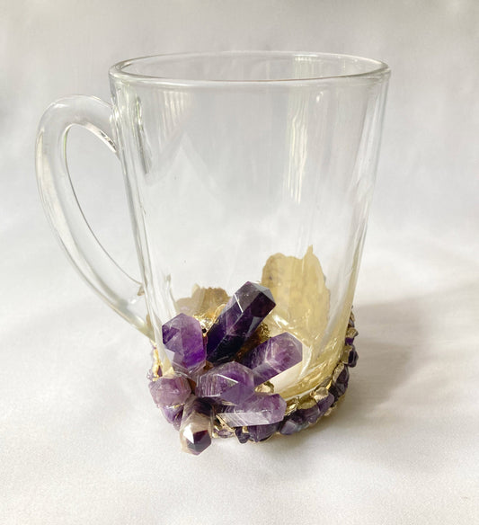 Set of 2 |Crystal Glass Coffee/Tea/Juice Mugs with Gold Plated Purple biodegradable eco friendly phone case