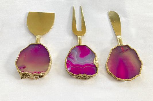 Set of 3 Pink Agate Cheese Knives/Spreaders biodegradable eco friendly phone case