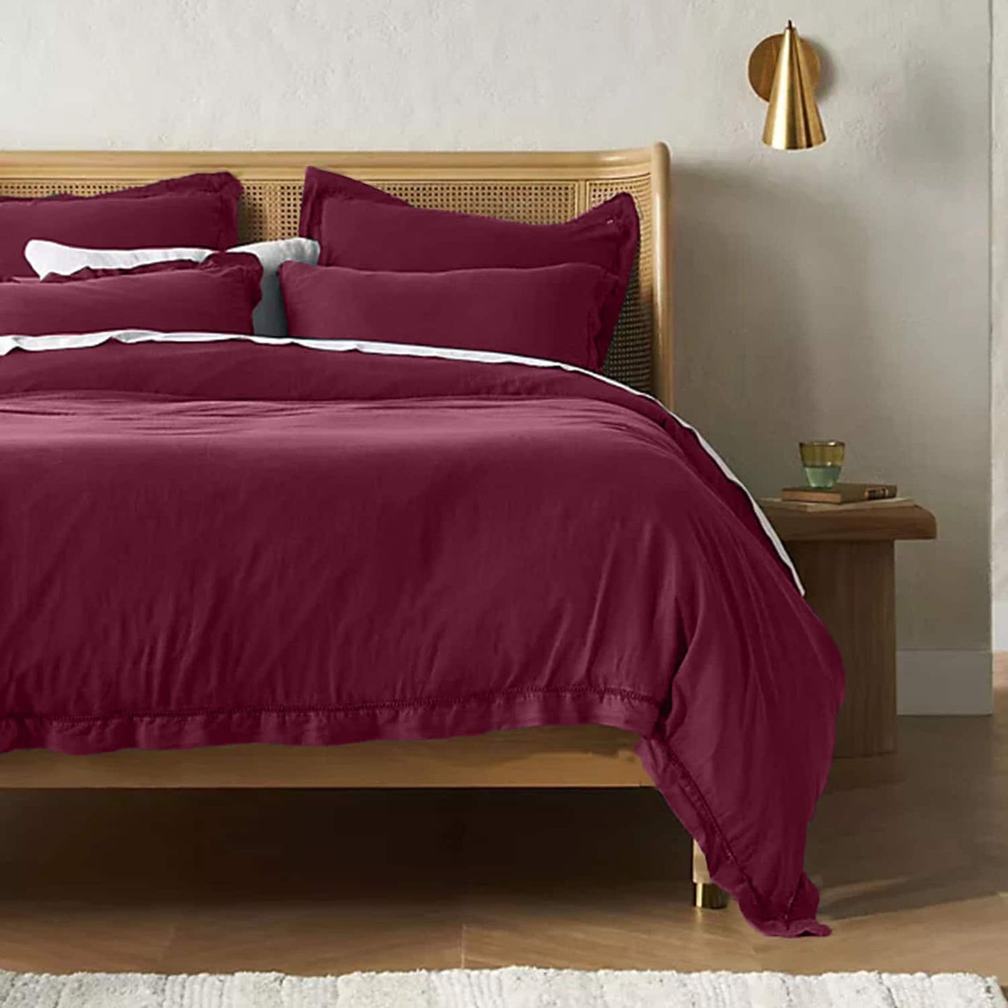 Embroidered Edge Berry 100% Pure Linen | Linen Cotton Mix | 3 Piece biodegradable eco friendly phone case