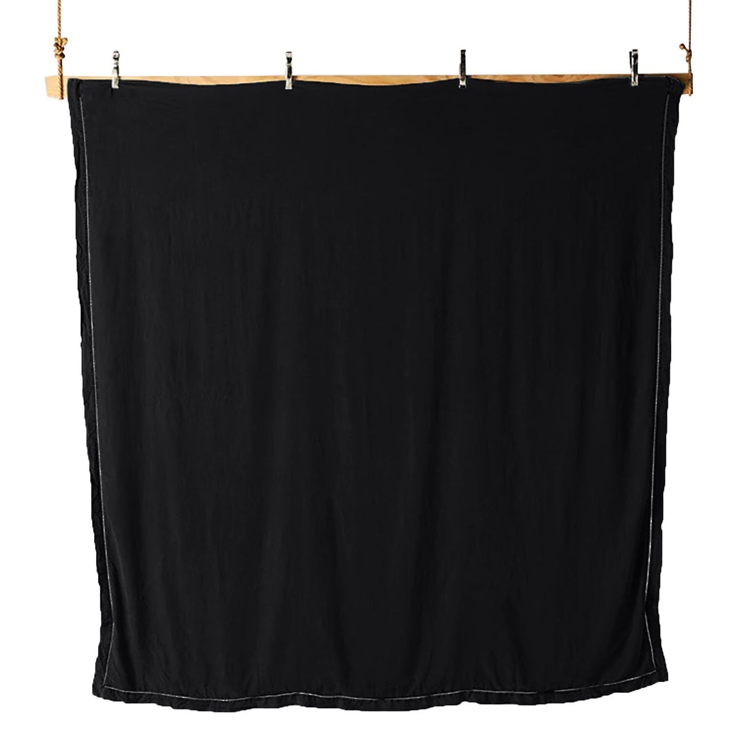 Embroidered Edge Pure Black 100% Pure Linen | Linen Cotton Mix | 3 biodegradable eco friendly phone case