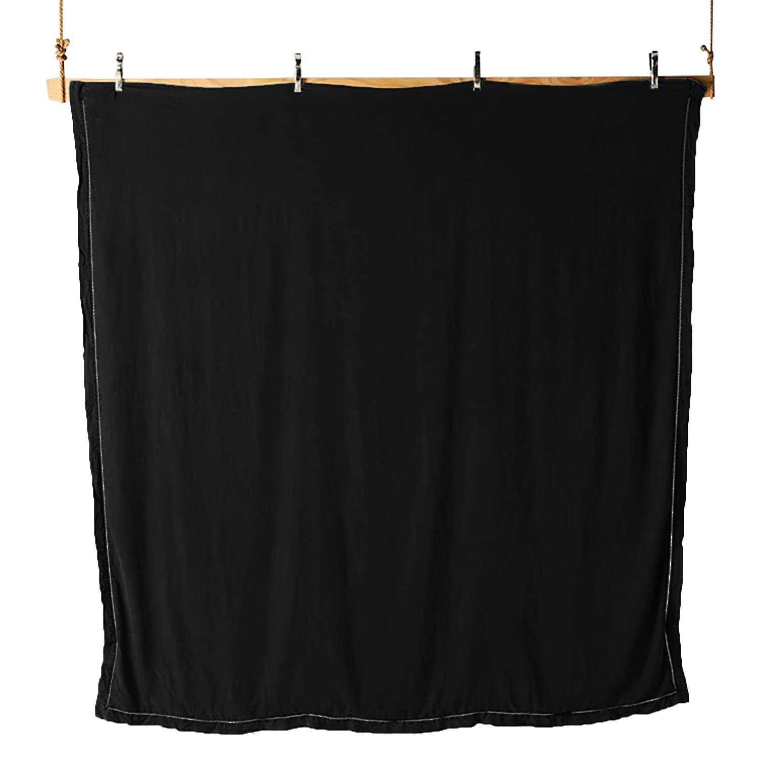 Embroidered Edge Pure Black 100% Pure Linen | Linen Cotton Mix | 3 biodegradable eco friendly phone case