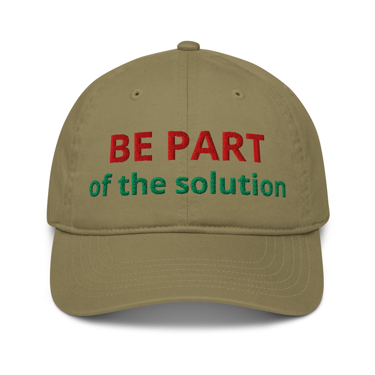 BE PART of the Solution organic cotton cap in jungle green - front view