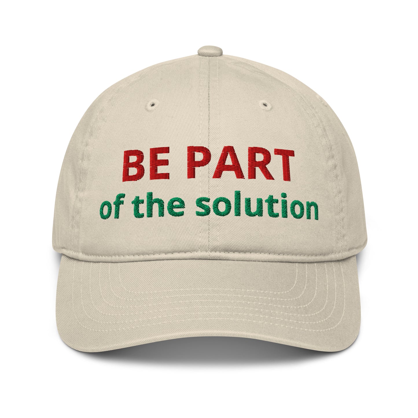 BE PART of the Solution organic cotton cap in oyster beige - front view