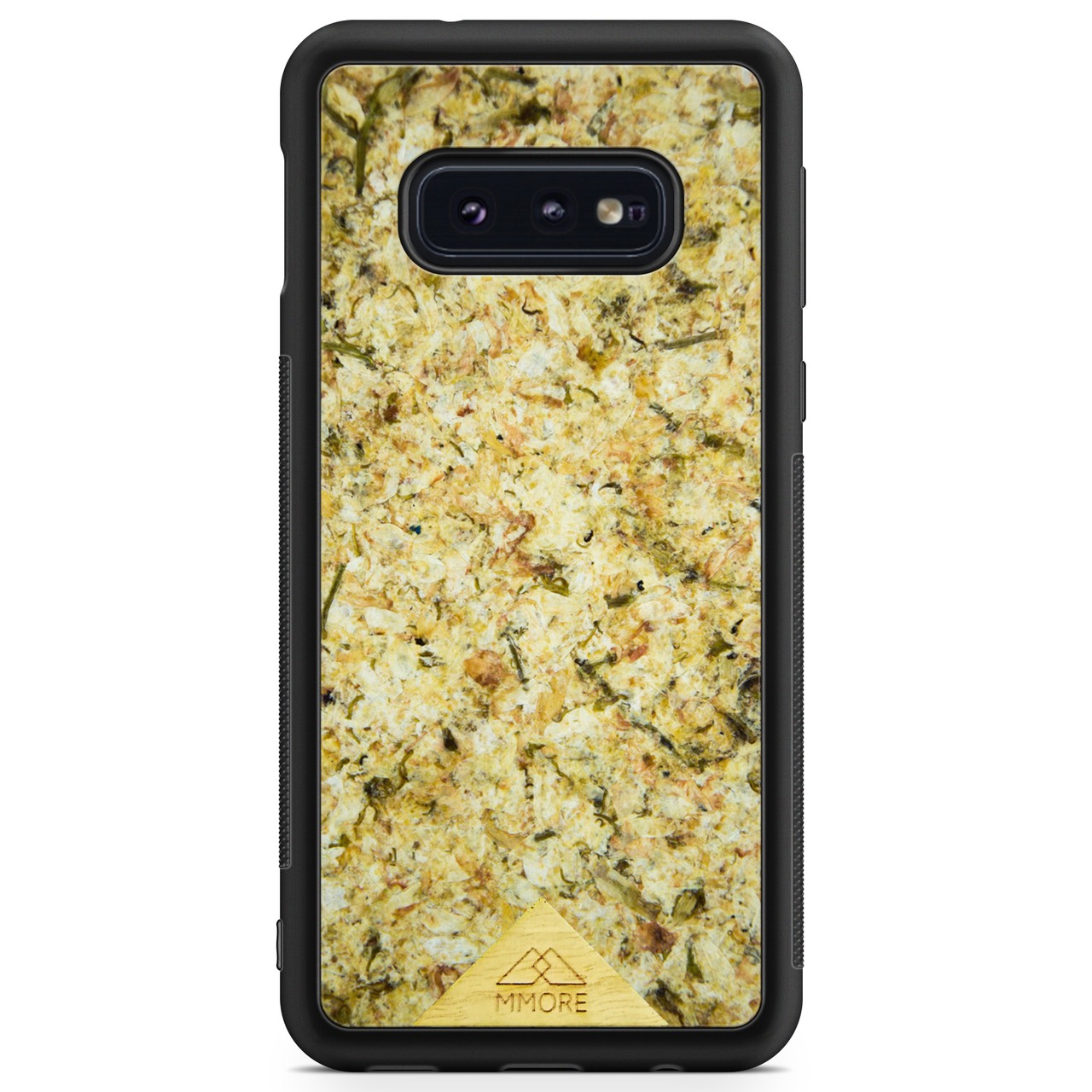 Eco-friendly organic phone case with jasmine floral texture, black bumper frame, compatible with Google Pixel 10 Pro XL and.