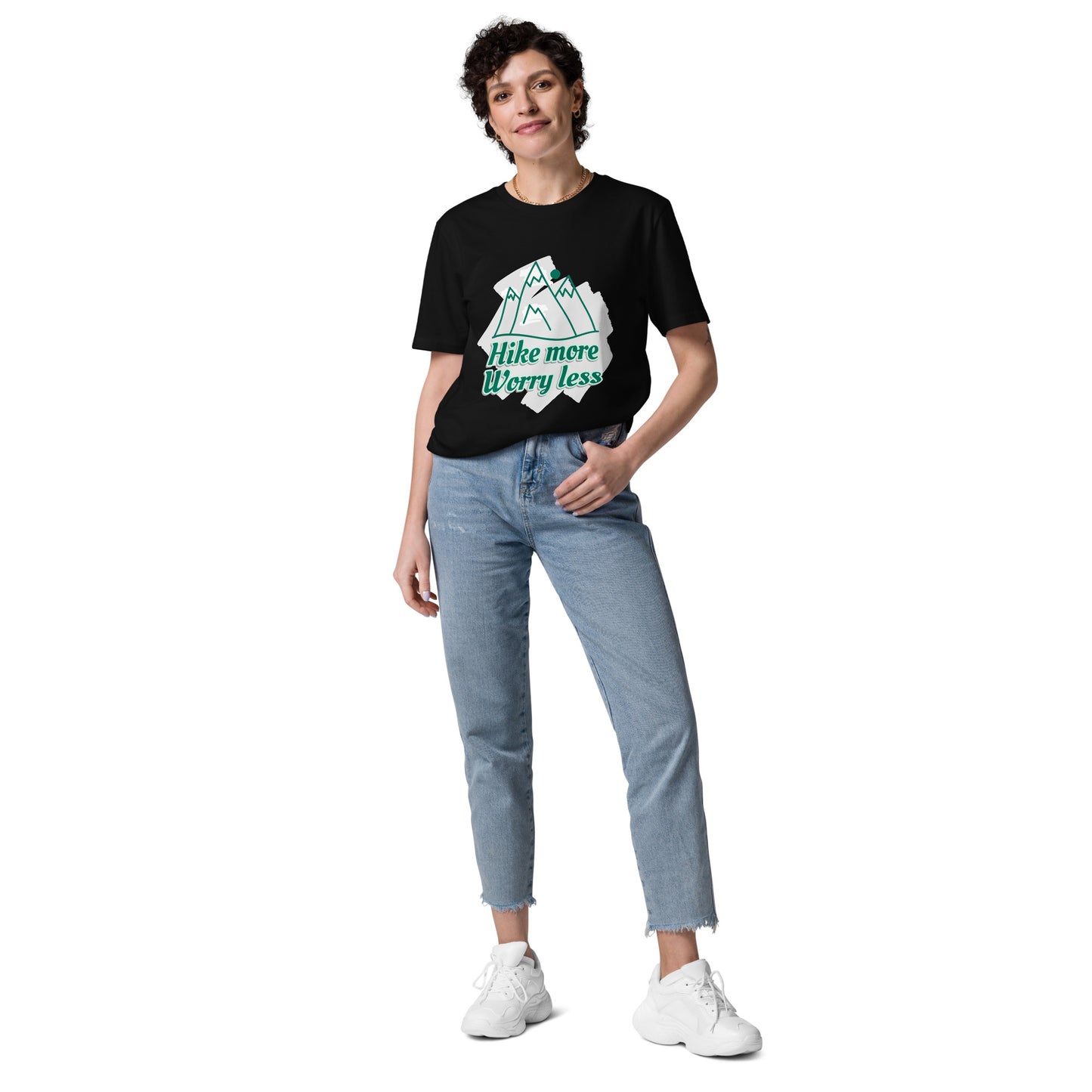 Eco-friendly hiking t-shirt black front casual wear organic cotton quality
